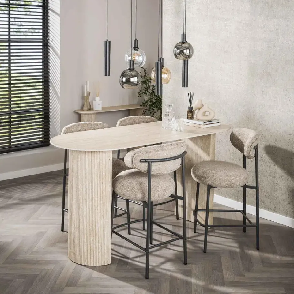 Giga Living Bartafel Ovaal - Keramiek Travertin - 178x70x92cm - Romano Hot