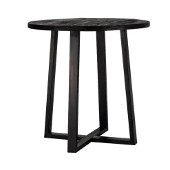 Giga Meubel Bartafel Rond - Zwart Mangohout - 110x110x90cm - Lowie Online