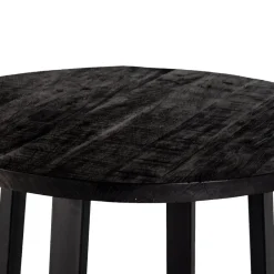 Giga Meubel Bartafel Rond - Zwart Mangohout - 110x110x90cm - Lowie Online