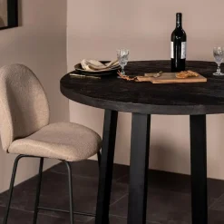 Giga Meubel Bartafel Rond - Zwart Mangohout - 110x110x90cm - Lowie Online