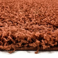 Muratap Basic Rond Shaggy vloerkleed Terra / Oranje Hoogpolig - 160 CM ROND Clearance