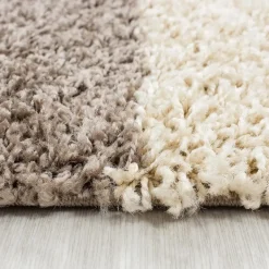 Muratap Basic Shaggy Geblokt vloerkleed Bruin / Beige Hoogpolig - 200x290 CM Best