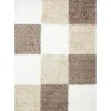 Muratap Basic Shaggy Geblokt vloerkleed Bruin / Beige Hoogpolig - 160x230 CM