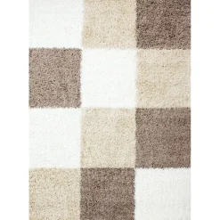 Muratap Basic Shaggy Geblokt vloerkleed Bruin / Beige Hoogpolig - 160x230 CM