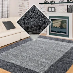 Muratap Basic Shaggy Kader vloerkleed Grijs Hoogpolig - 200x290 CM Online