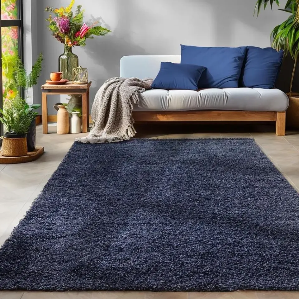 Muratap Basic Shaggy vloerkleed Donker Blauw Hoogpolig - 140x200 CM