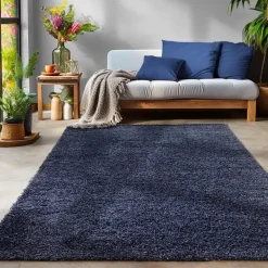 Muratap Basic Shaggy vloerkleed Donker Blauw Hoogpolig - 160x230 CM Best
