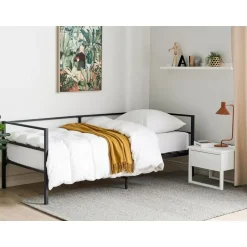 Beliani BATTUT - Eenpersoonsbed - Zwart - 90 x 200 cm - Metaal Outlet