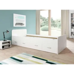 Emob Bed Barko 90x200 met 3 lades - wit