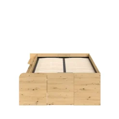 Leen Bakker Bed Bremen met opslag - eiken/zwart - 140x200 cm Online