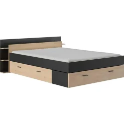 Gami Bed met opbergruimte Eveline 160x200 - zwart/kastanjehout Best