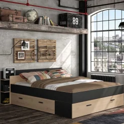 Gami Bed met opbergruimte Eveline 160x200 - zwart/kastanjehout Best