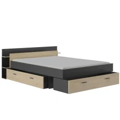 Gami Bed met opbergruimte Eveline 160x200 - zwart/kastanjehout Best