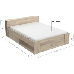 CBA Bed Polly 160 x 200 cm-Kronberg eik Clearance