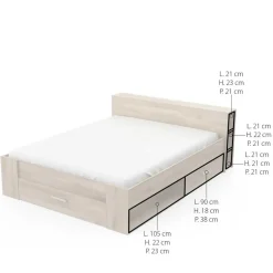 CBA Bed Polly 160 x 200 cm-Kronberg eik Clearance