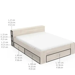 CBA Bed Polly 160 x 200 cm-Kronberg eik Clearance