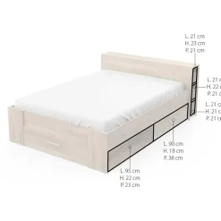 CBA Bed Polly 140 x 200 cm-Kronberg eik Clearance
