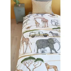 Beddinghouse Kids Jeep Safari dekbedovertrek - 140x200/220 - Naturel Discount