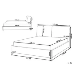 Beliani BELFORT - Tweepersoonsbed - Beige - 140 x 200 cm - Polyester Clearance