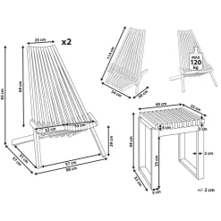 Beliani BELLANO - Balkonset - Lichthout - Acaciahout New