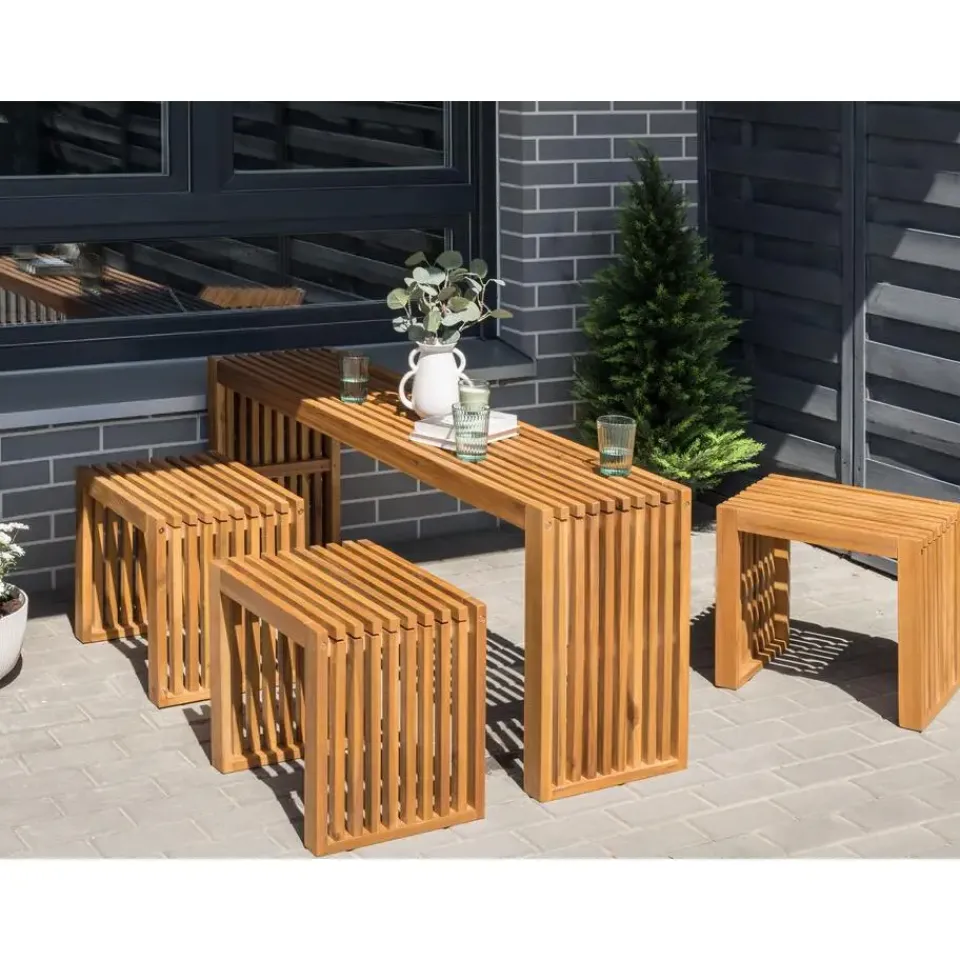 Beliani BELLANO - Tuintafel - Lichthout - Acaciahout Discount