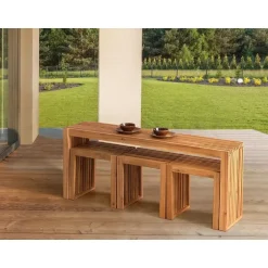 Beliani BELLANO - Tuintafel - Lichthout - Acaciahout Discount