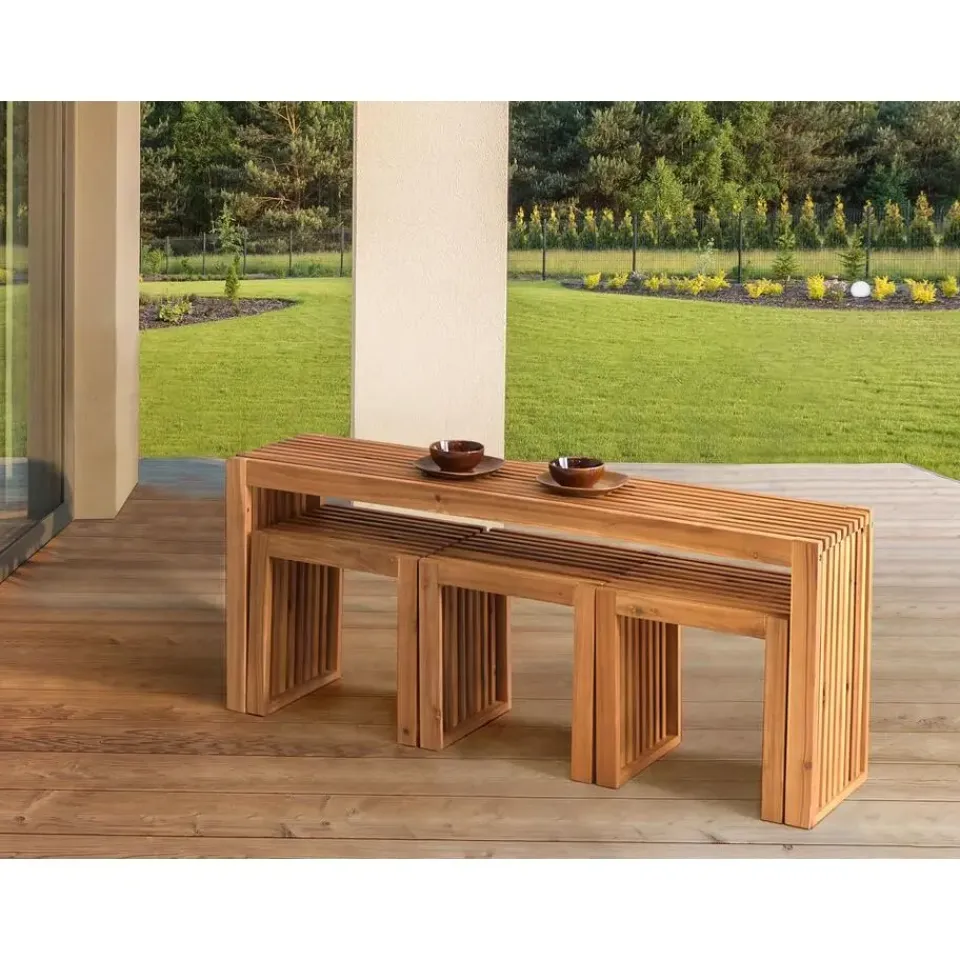 Beliani BELLANO - Tuintafel - Lichthout - Acaciahout Discount