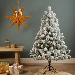 Bellatio Decorations Imperial Pine kerstboom - besneeuwd - H150 cm - D97 cm Sale