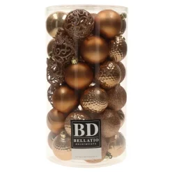 Bellatio Decorations Kerstballen - 37x st - camel bruin - 6 cm Best