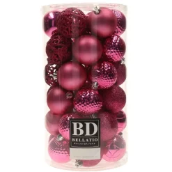 Bellatio Decorations kerstballen -37x -fuchsia -6 cm -kunststof Clearance