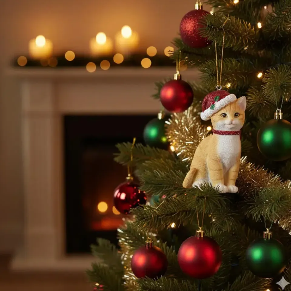 Merkloos Bellatio decorations Kersthanger - kat - 9 cm - kerstboom Outlet