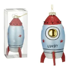 Merkloos Bellatio Decorations Kersthangers - 14 cm - glazen raket