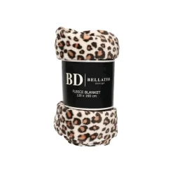 Bellatio Design Plaid fleece deken - luipaard print - 120 x 160cm New