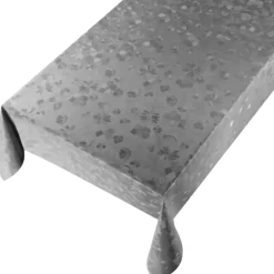 Bellatio Design Tafelzeil - donkergrijs - bloemen print - 140 x 245 cm Online