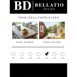 Bellatio Design Tafelzeil - donkergrijs - bloemen print - 140 x 245 cm Online