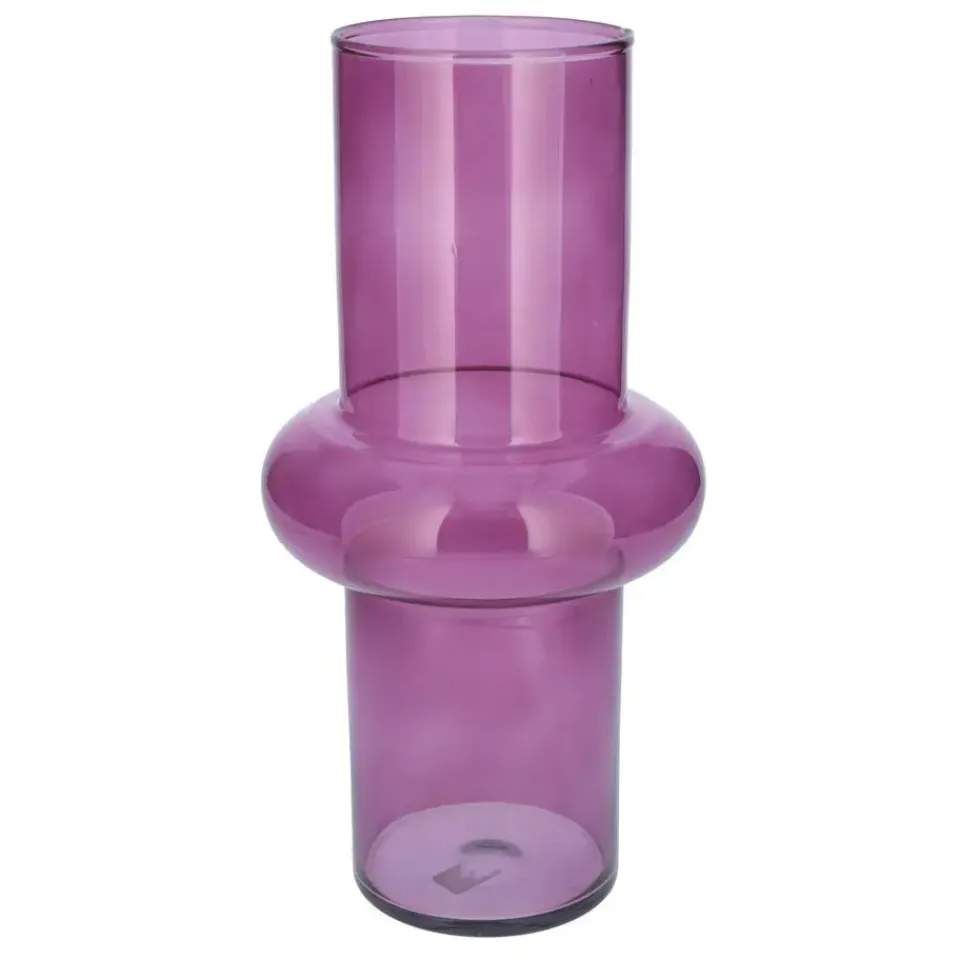 Bellatio Design Vaas - paars transparant glas - D15 x H31 cm Clearance