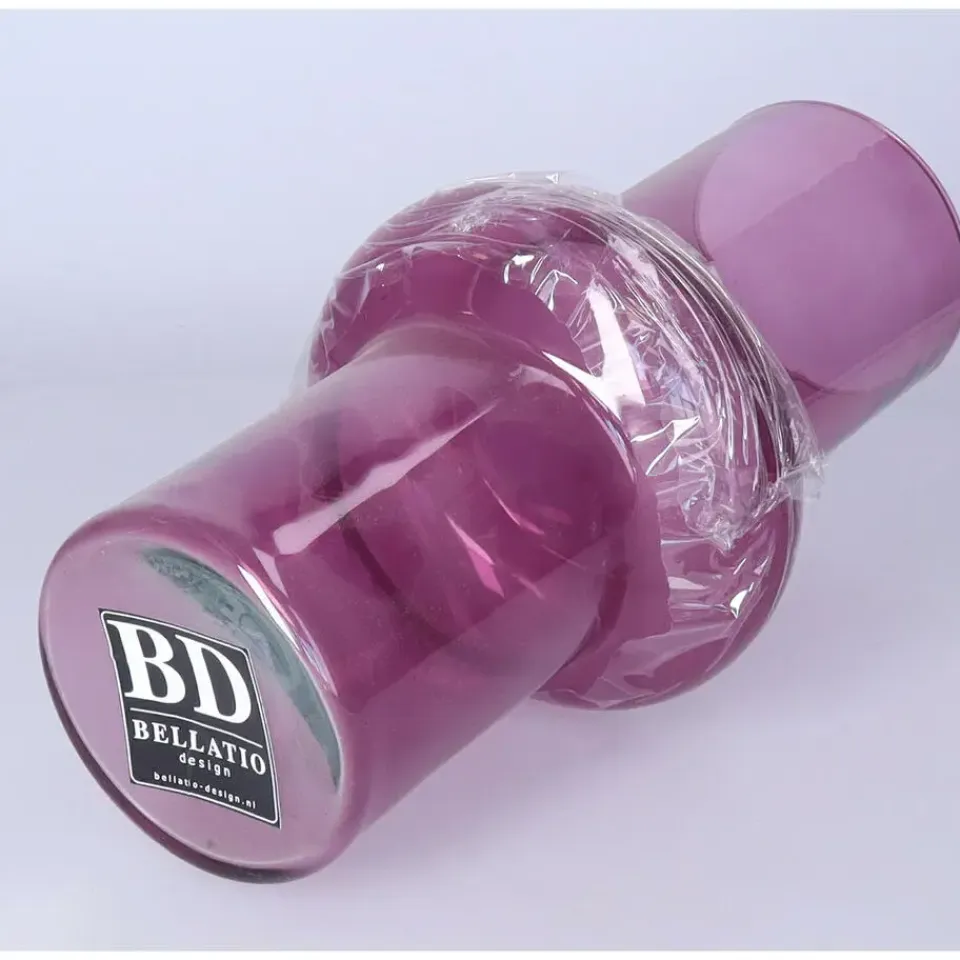 Bellatio Design Vaas - paars transparant glas - D15 x H31 cm Clearance