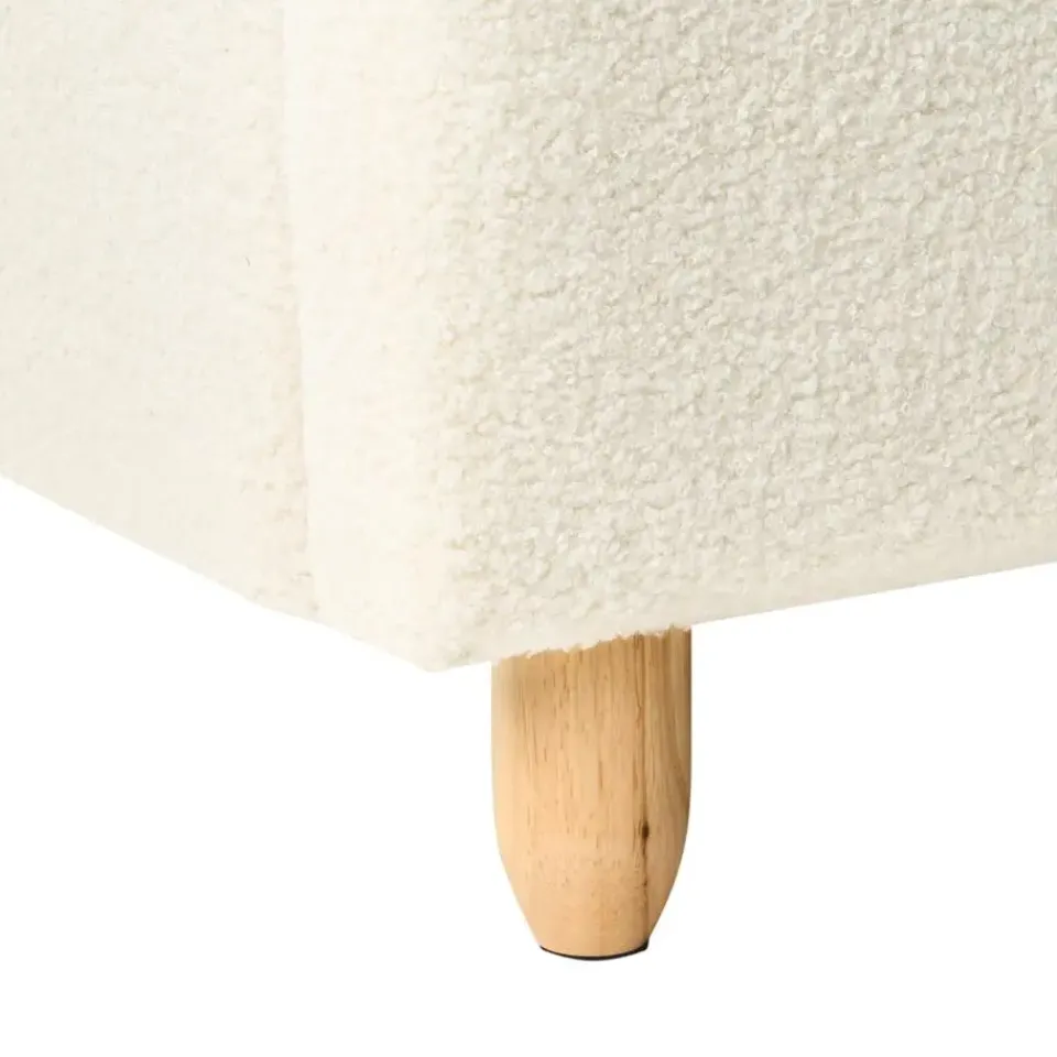 Beliani BELLEVUE - Eenpersoonsbed - Gebroken wit - 90 x 200 cm - Bouclé Best