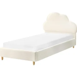 Beliani BELLEVUE - Eenpersoonsbed - Gebroken wit - 90 x 200 cm - Bouclé Best