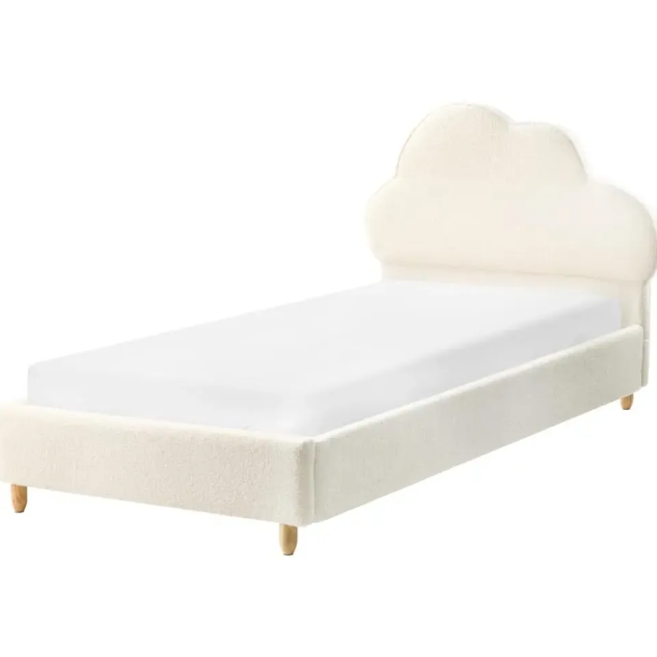 Beliani BELLEVUE - Eenpersoonsbed - Gebroken wit - 90 x 200 cm - Bouclé Best