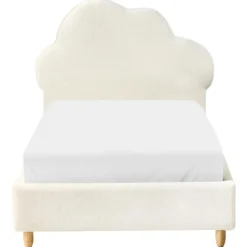 Beliani BELLEVUE - Eenpersoonsbed - Gebroken wit - 90 x 200 cm - Bouclé Best