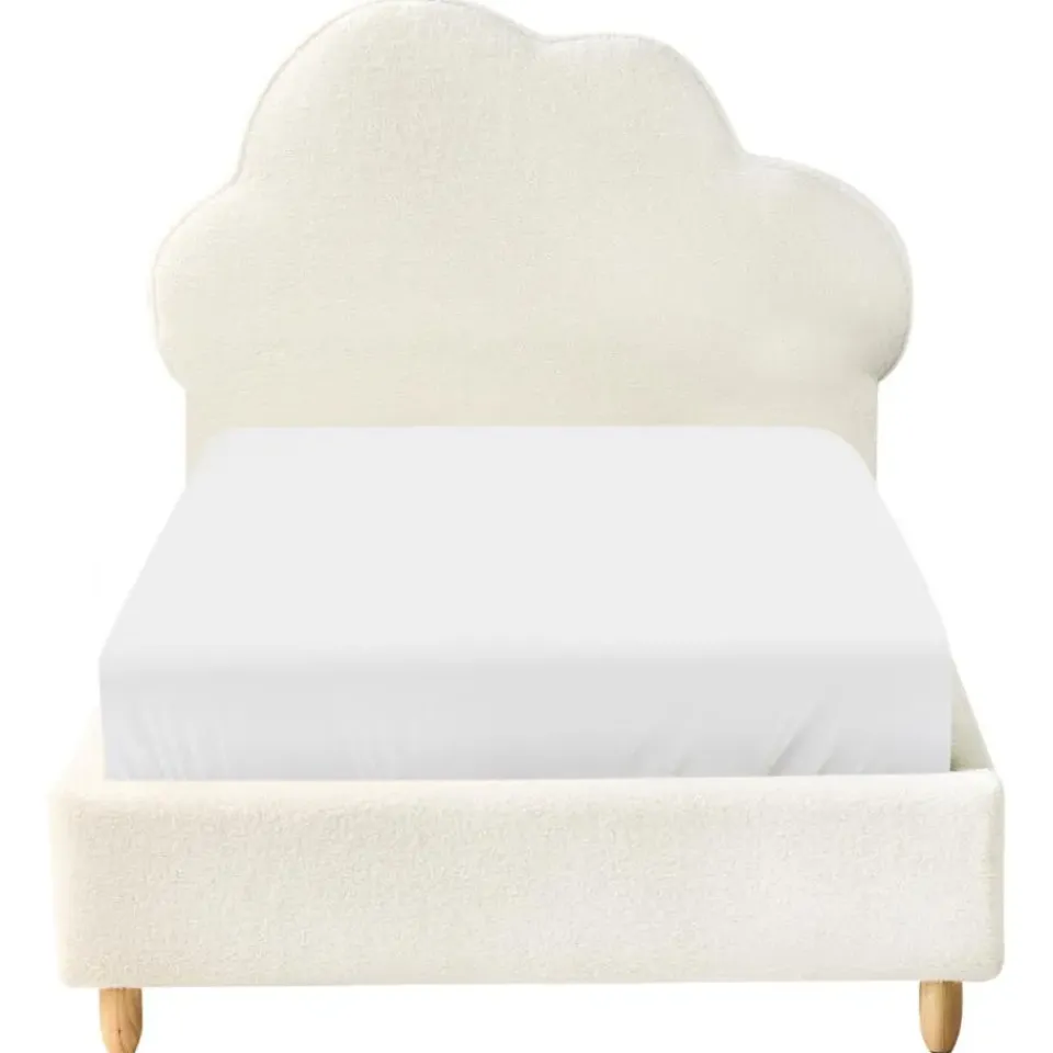 Beliani BELLEVUE - Eenpersoonsbed - Gebroken wit - 90 x 200 cm - Bouclé Best