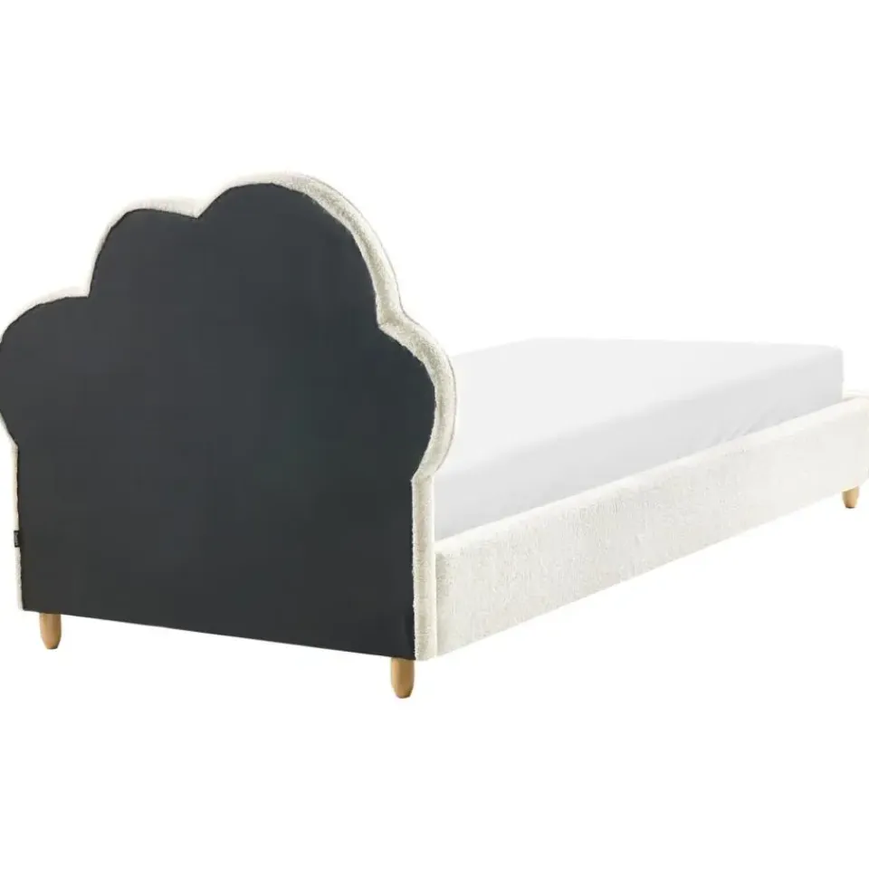 Beliani BELLEVUE - Eenpersoonsbed - Gebroken wit - 90 x 200 cm - Bouclé Best