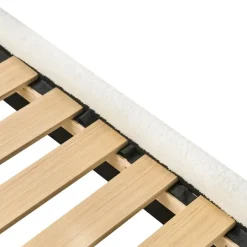 Beliani BELLEVUE - Eenpersoonsbed - Gebroken wit - 90 x 200 cm - Bouclé Best