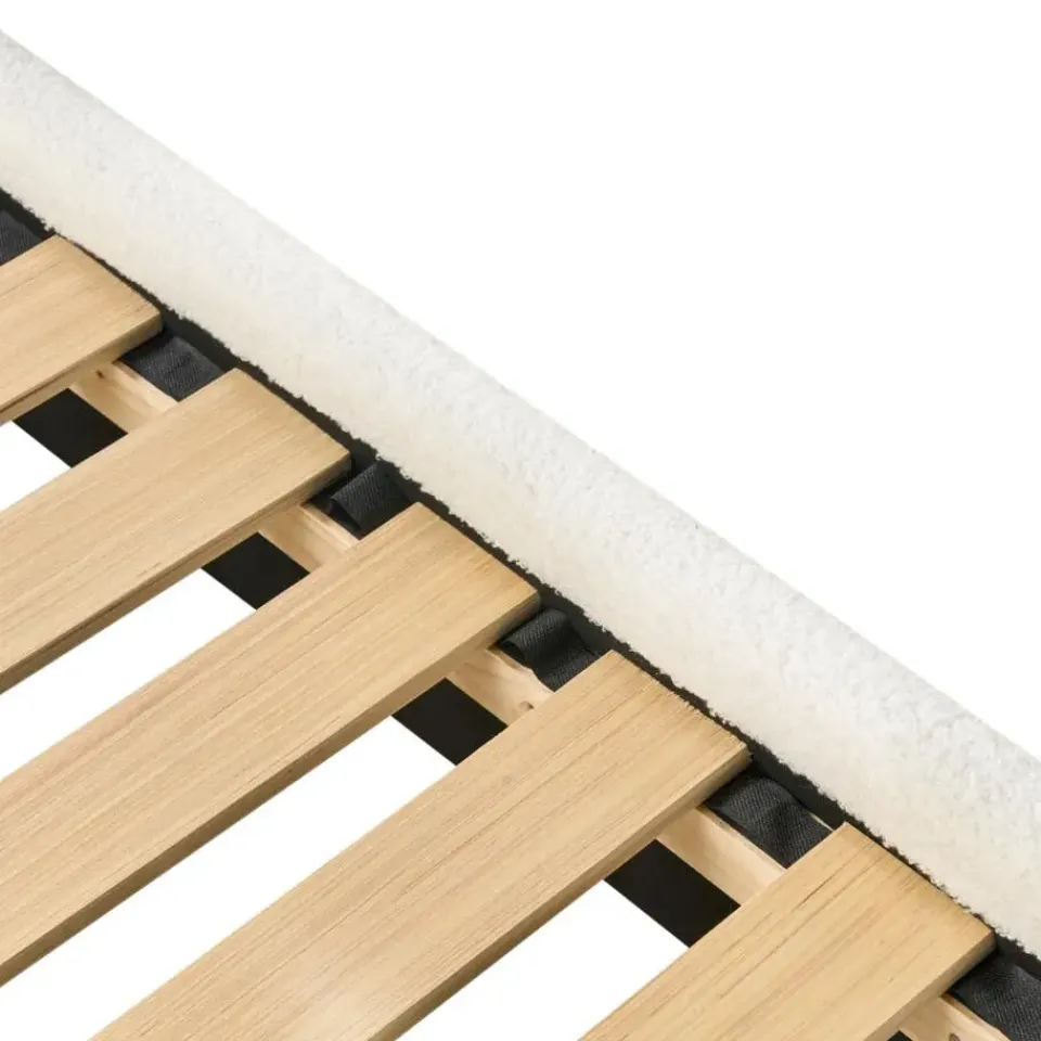 Beliani BELLEVUE - Eenpersoonsbed - Gebroken wit - 90 x 200 cm - Bouclé Best