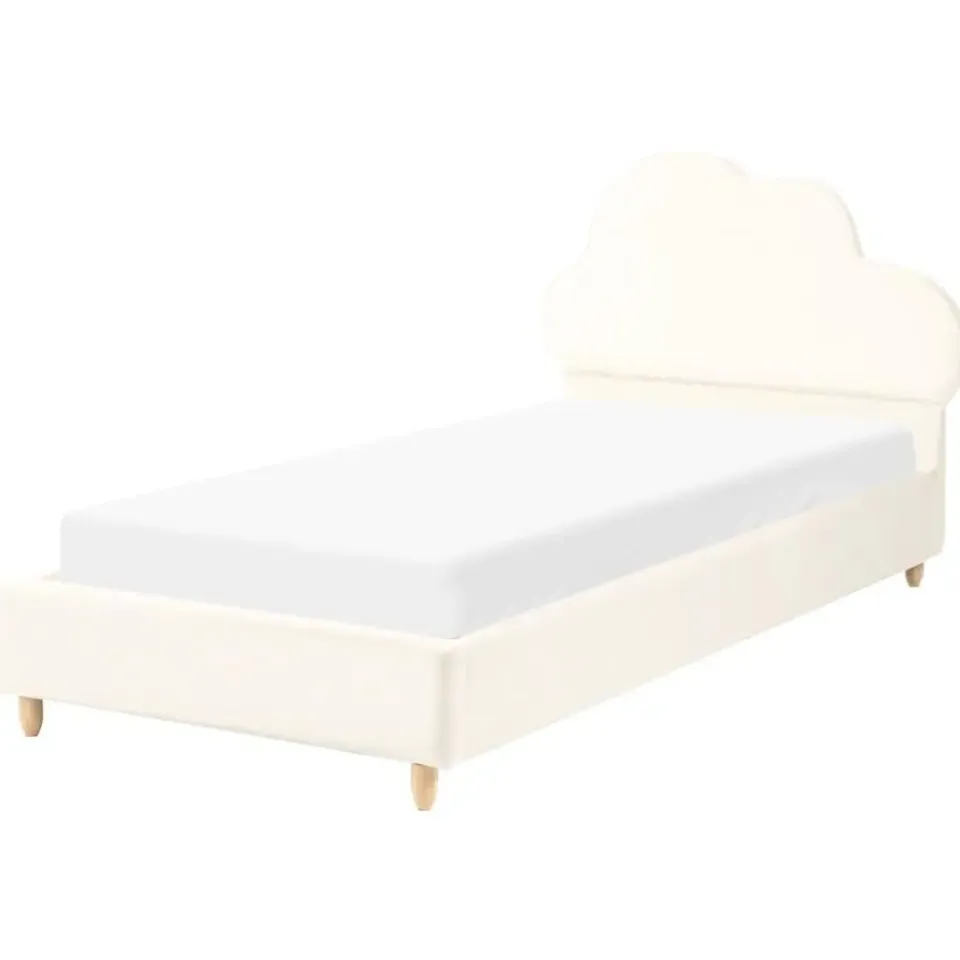 Beliani BELLEVUE - Eenpersoonsbed - Lichtbeige - 90 x 200 cm - Fluweel Online