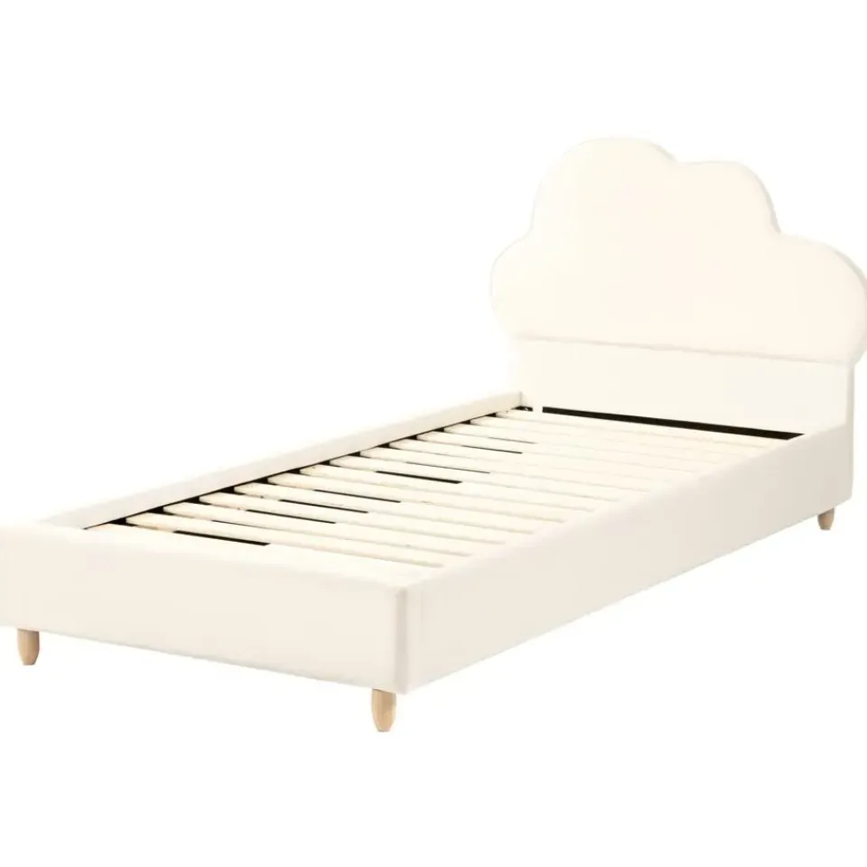 Beliani BELLEVUE - Eenpersoonsbed - Lichtbeige - 90 x 200 cm - Fluweel Online