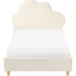 Beliani BELLEVUE - Eenpersoonsbed - Lichtbeige - 90 x 200 cm - Fluweel Online