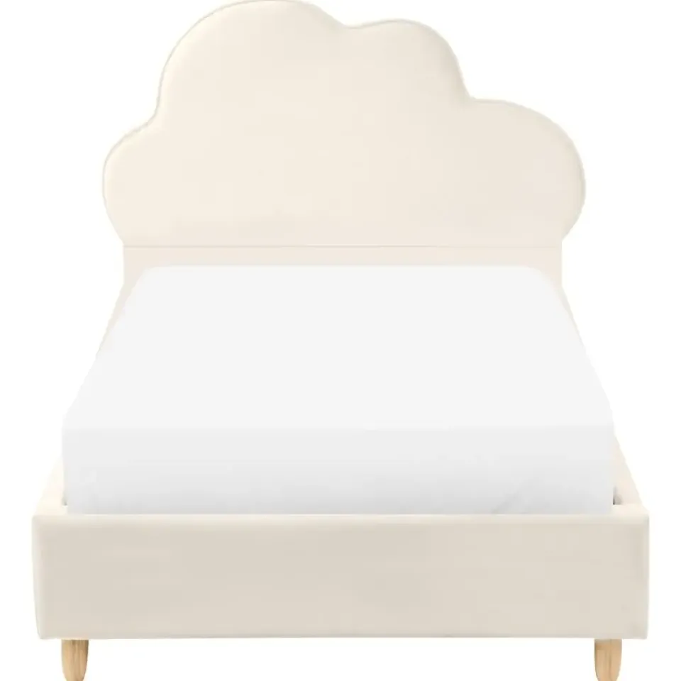 Beliani BELLEVUE - Eenpersoonsbed - Lichtbeige - 90 x 200 cm - Fluweel Online