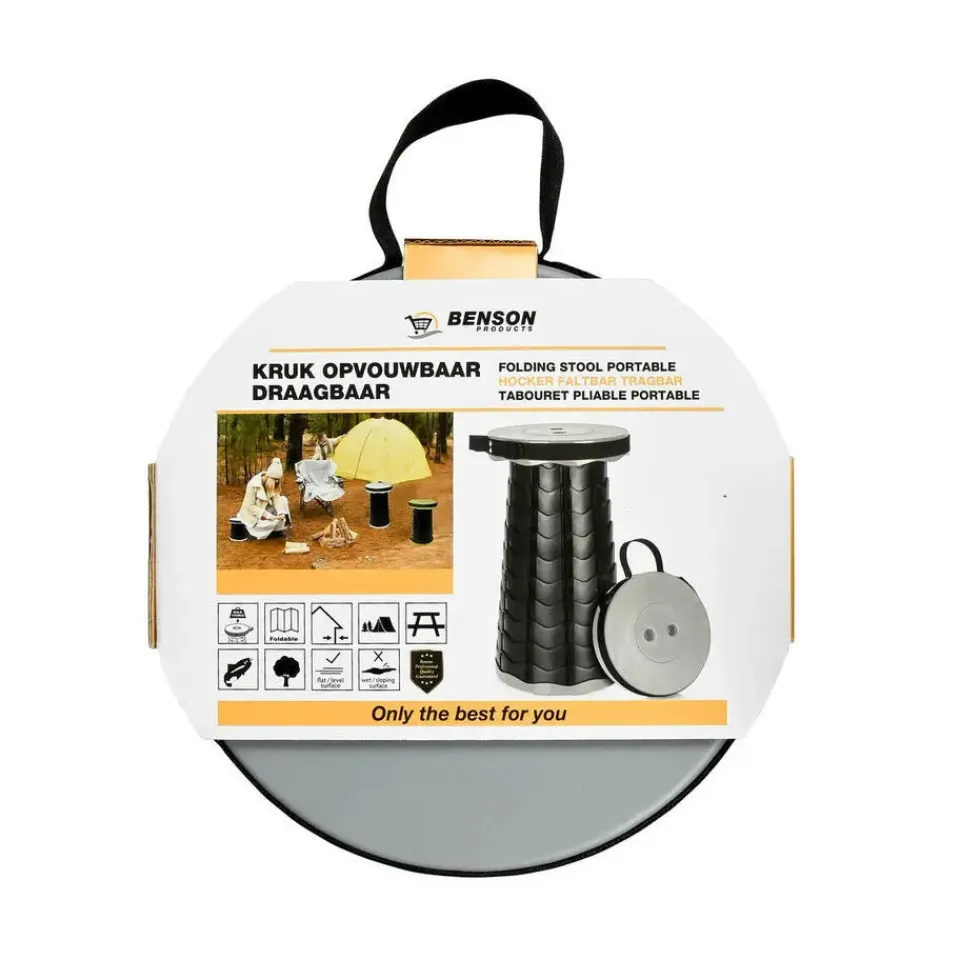 Benson Opvouwbare kruk - grijs - kunststof - inklapbare stoel Outlet